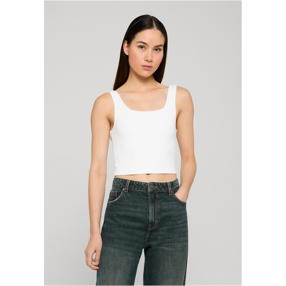 Urban Classics - Cropped Polyamide Mouwloze top - Wit